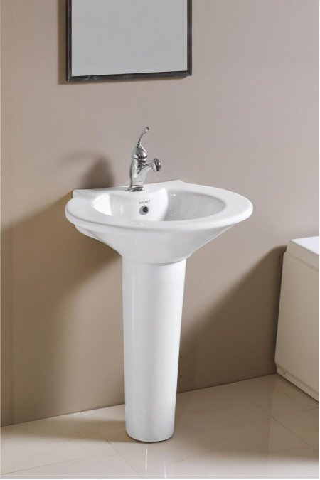 مغسل سيراميك مع عمود – تصميم عصري بسيط